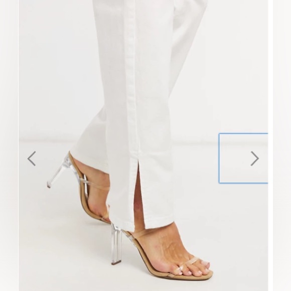 ASOS Femme Luxe mid-waist straight leg jean with side slits in white - Picture 2 of 8